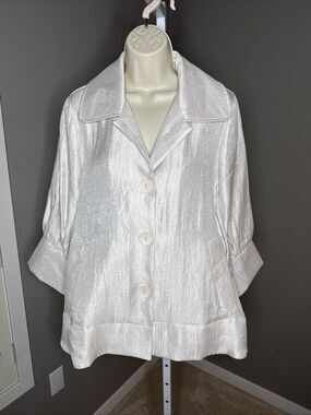 DAMEE INC. ROSIE Pearl SHIMMER SWING JACKET Sz Small Holiday Formal